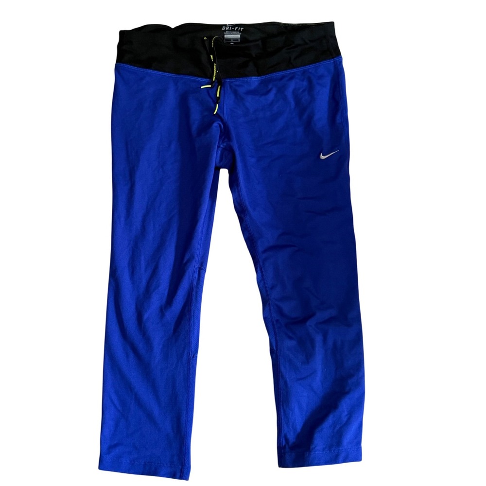 Nike Running Tights Dri-FIT Athletic Cropped Leggings Blue Black‎ L